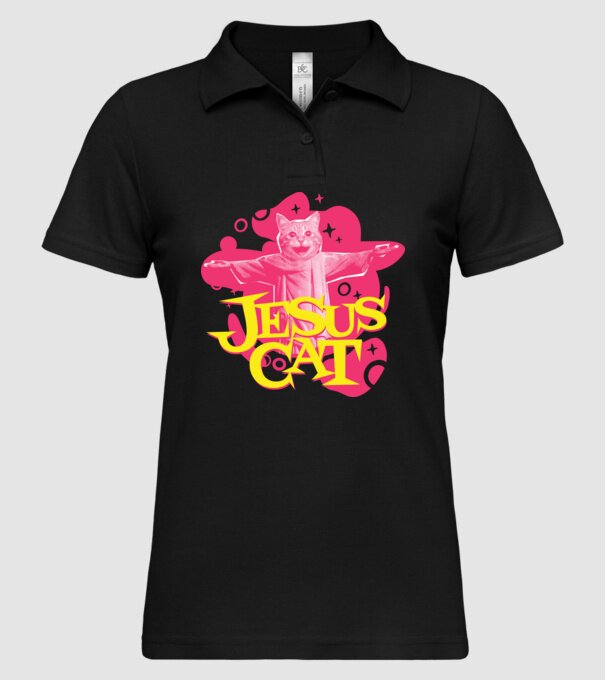 Jesus Cat model negru pe tricou