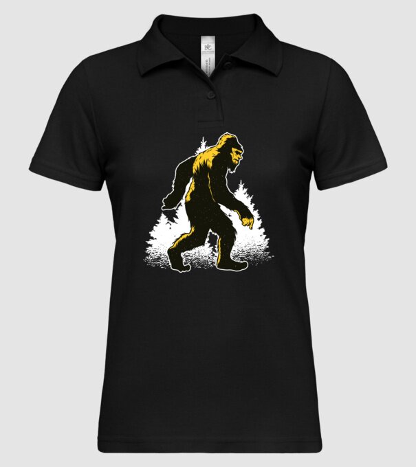 Yeti în pădure model negru pe tricou