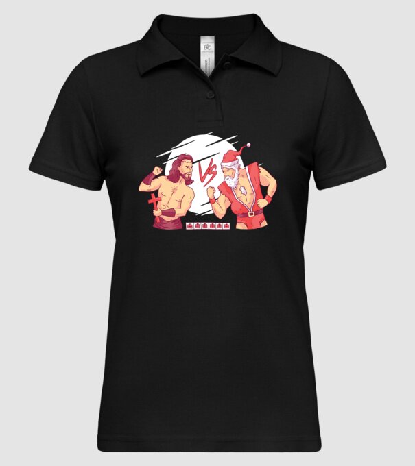 Isus vs Moș Crăciun Street Fighter tricou amuzant Crăciun model negru pe tricou
