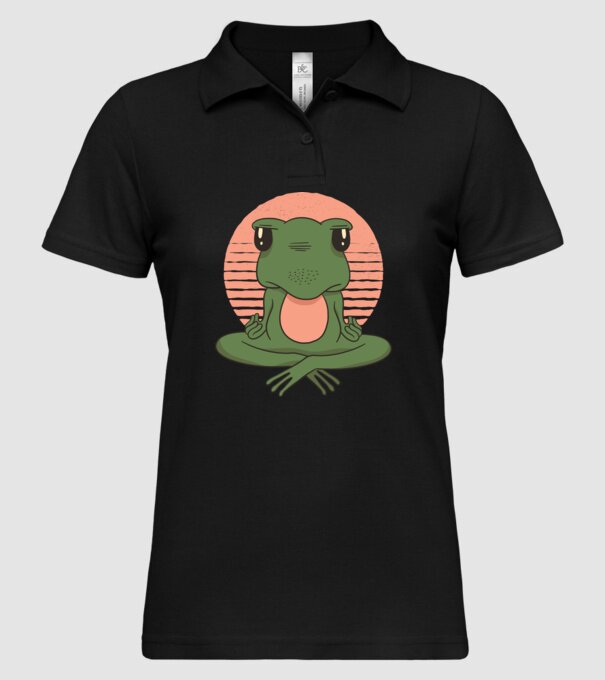 Yoga Broască model negru pe tricou