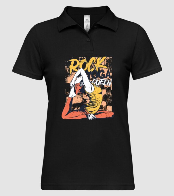 Regina Yoga model negru pe tricou