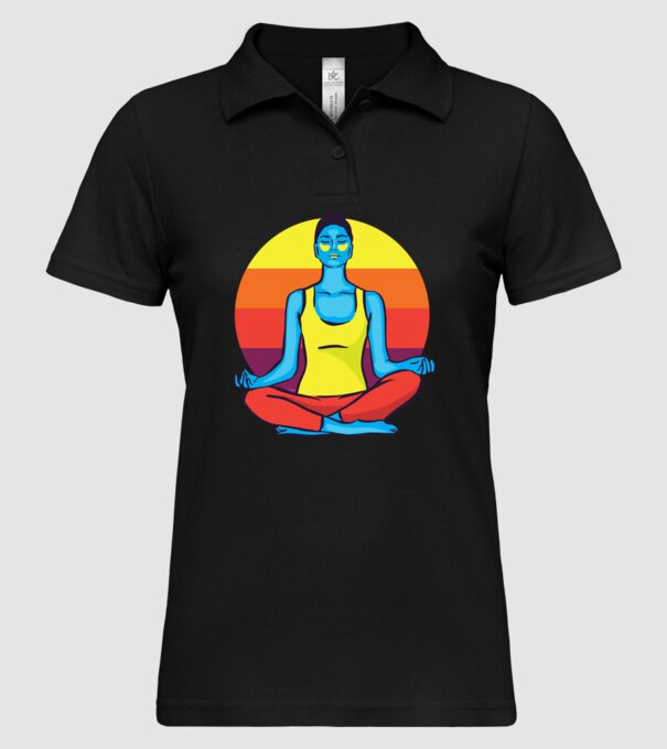 Yoga Meditație Retro model negru pe tricou