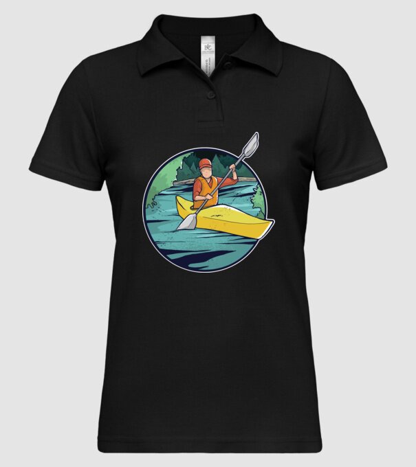 Caiac-canoe model negru pe tricou
