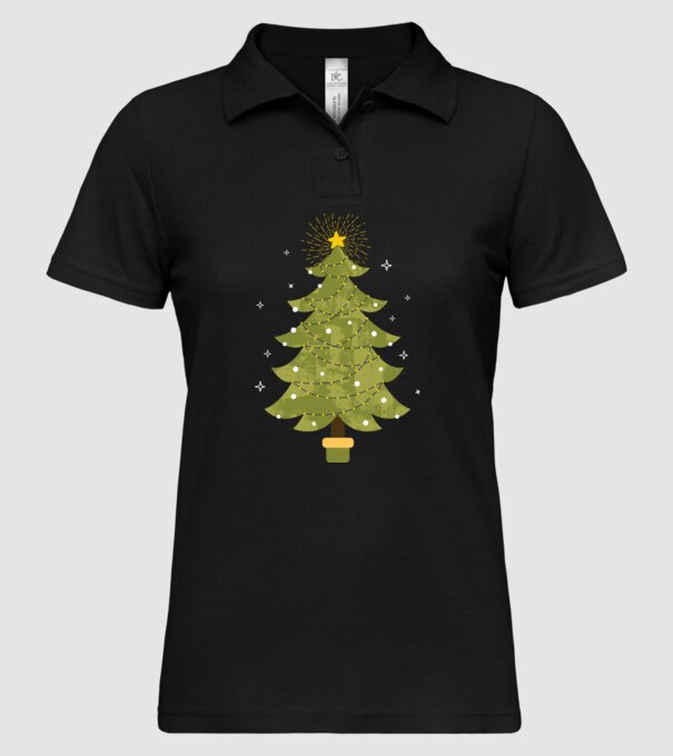 Pom de Crăciun model negru pe tricou