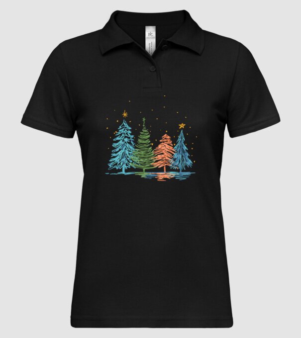 Pom de Crăciun desen model negru pe tricou
