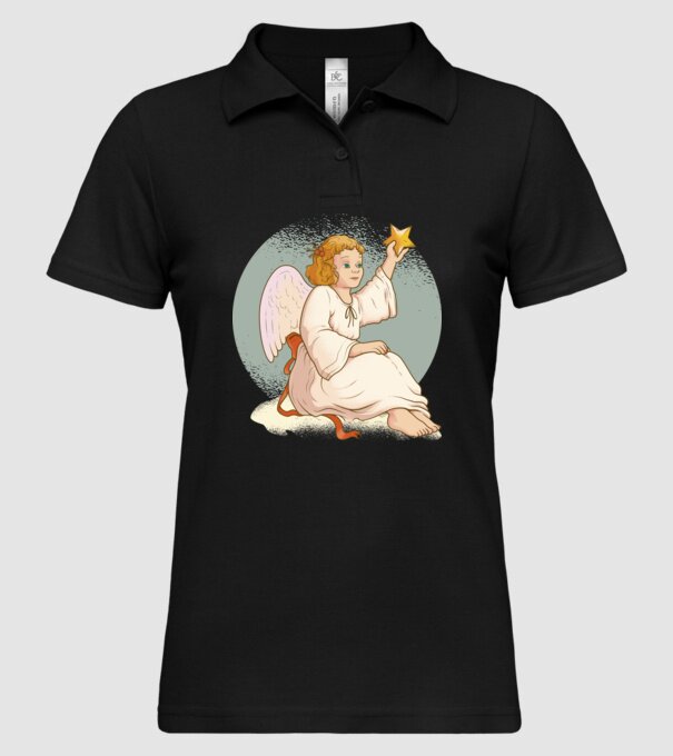 Înger de Crăciun model negru pe tricou