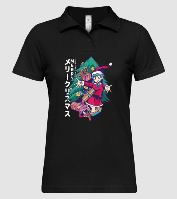 Anime Crăciun model negru pe tricou