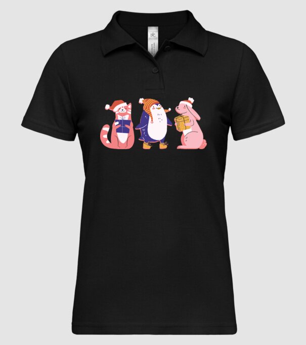 Animale drăguțe de Crăciun model negru pe tricou