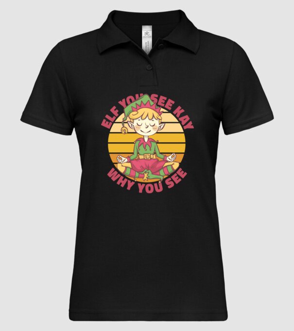 Yoga Elf Crăciun model negru pe tricou