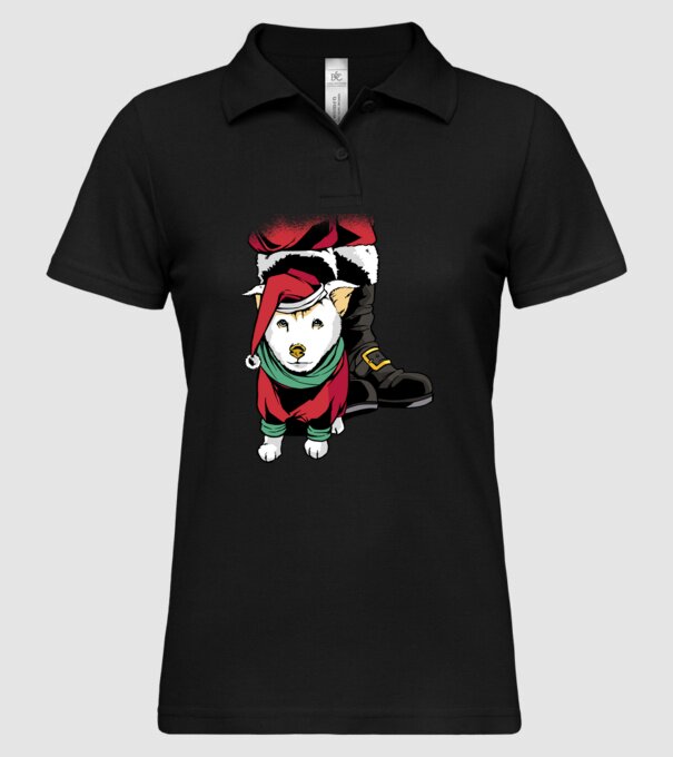 Cățeluș de Crăciun model negru pe tricou