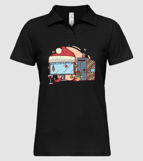 Computer de Crăciun model negru pe tricou