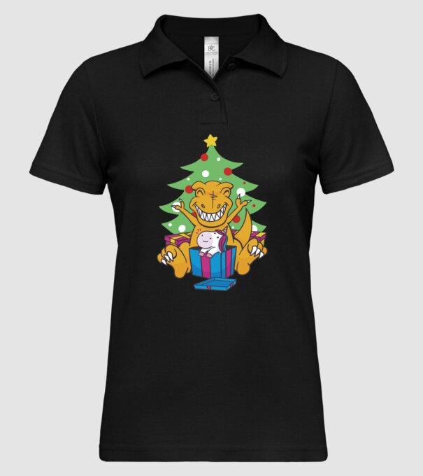 T-rex de Crăciun model negru pe tricou