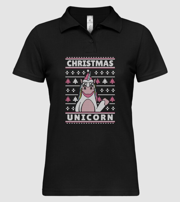 Unicorn de Crăciun pulover urât model negru pe tricou