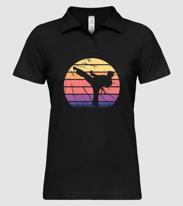 Karate Retro model negru pe tricou