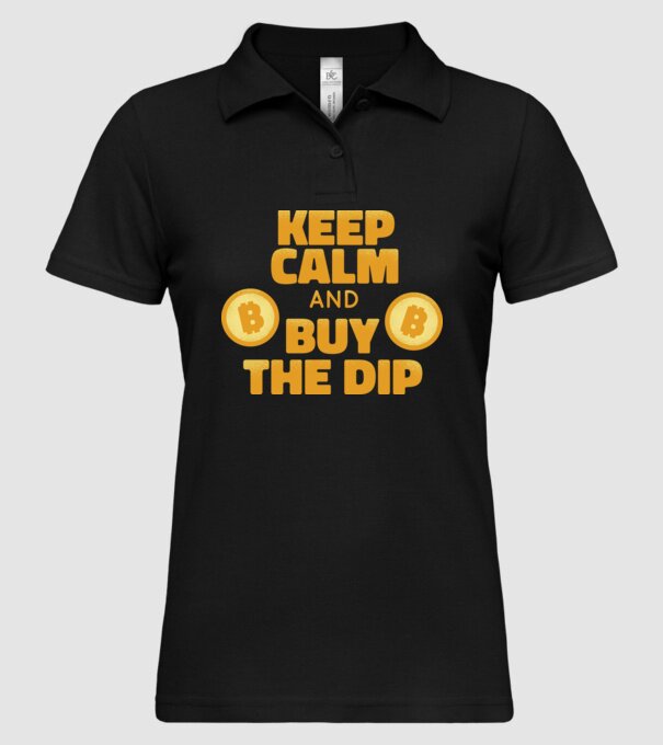 Keep calm and buy the dip Bitcoin model negru pe tricou