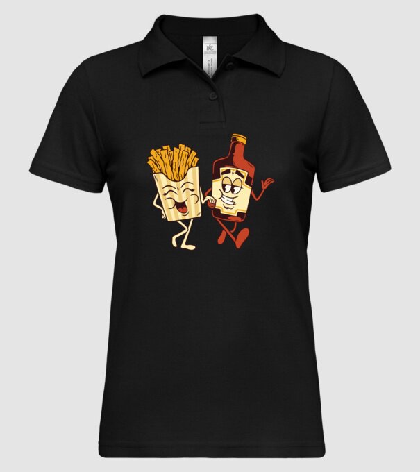 Ketchup + cartofi prăjiți model negru pe tricou