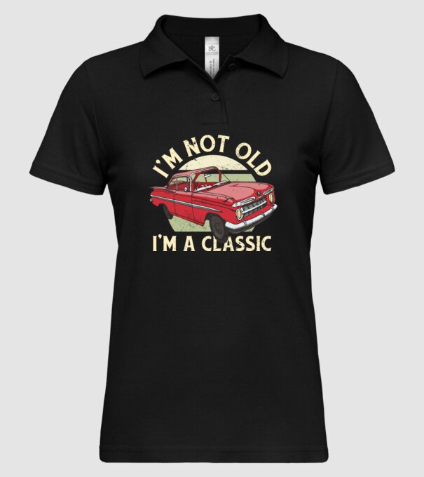 'Mașină clasică - I''m not old I''m a classic' model negru pe tricou