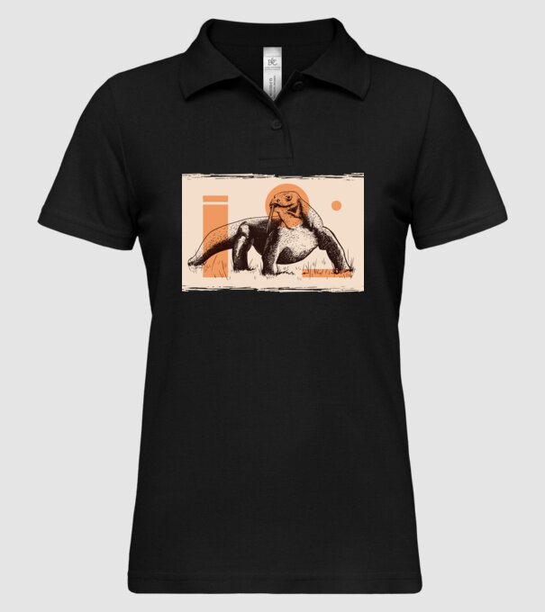 Șopârlă dragon de Komodo model negru pe tricou