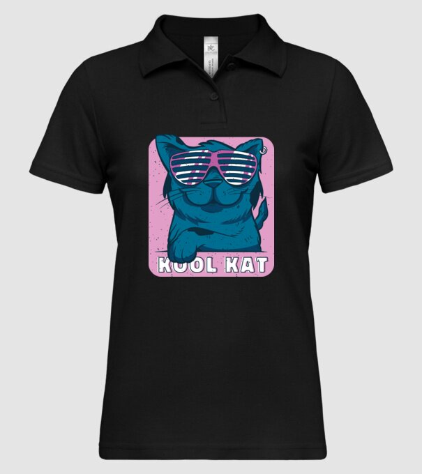 Kool Cat - Pisică Cool model negru pe tricou