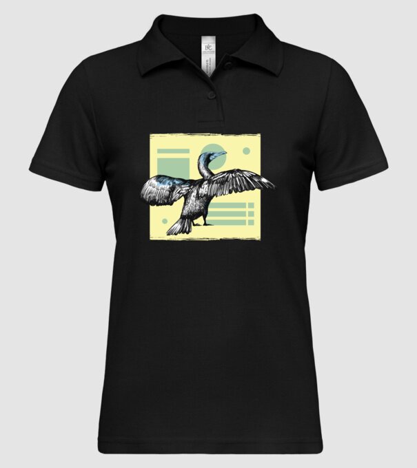 Pasăre cormoran model negru pe tricou