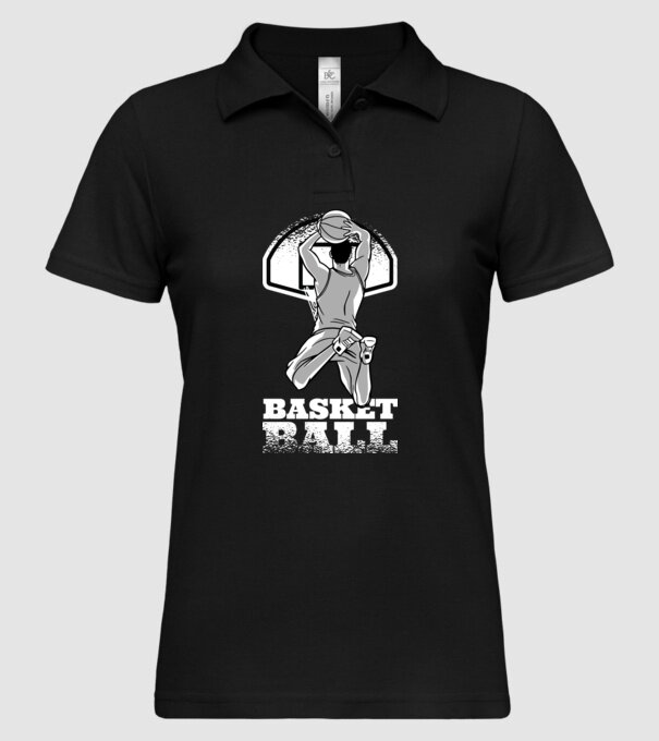 Baschet aruncare la coș model negru pe tricou