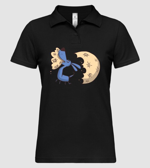 Câine Luna Mușcătură model negru pe tricou