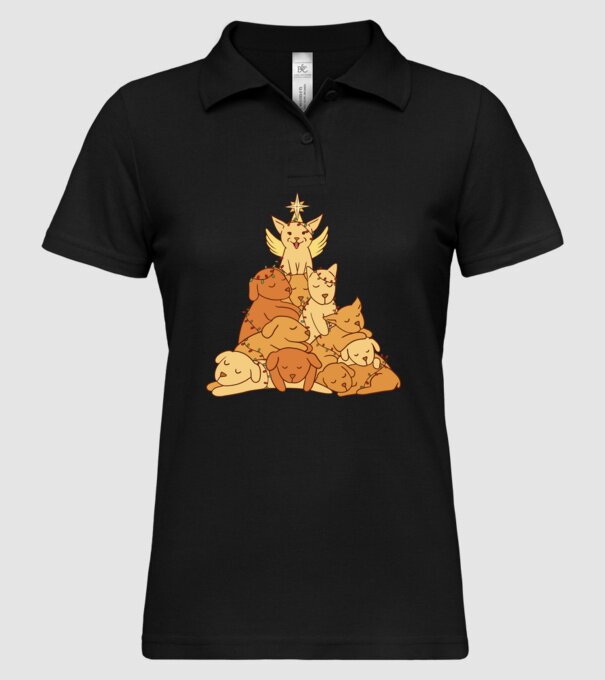 Pom de Crăciun cu Câine model negru pe tricou