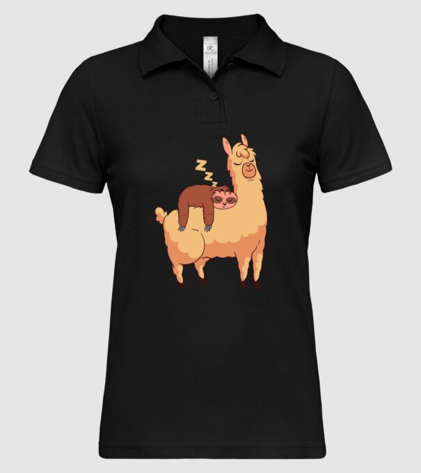 Leneș dormind pe Lama tricou amuzant model negru pe tricou