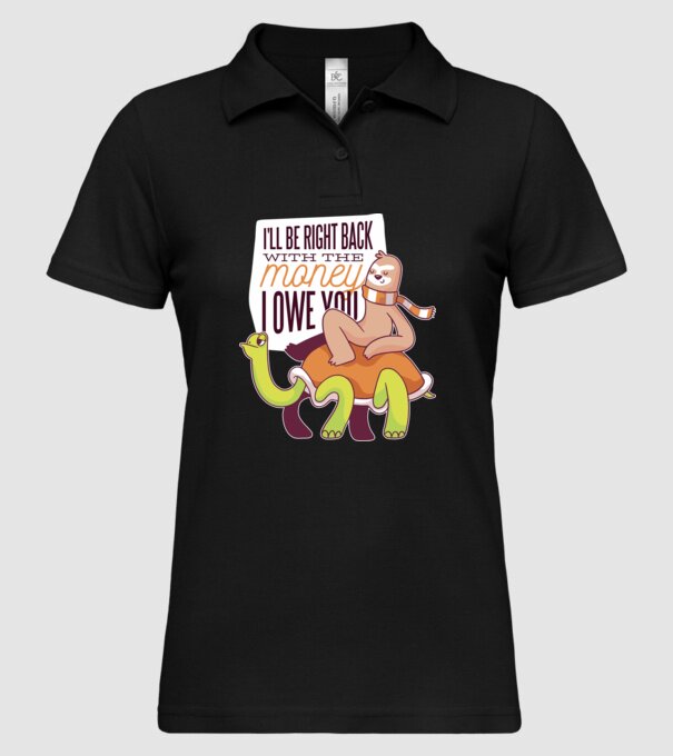 Leneș pe Țestoasă - Vin imediat cu banii pe care îi datorez model negru pe tricou
