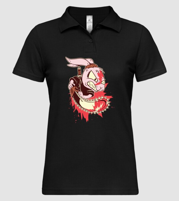 Iepuraș cu drujbă model negru pe tricou