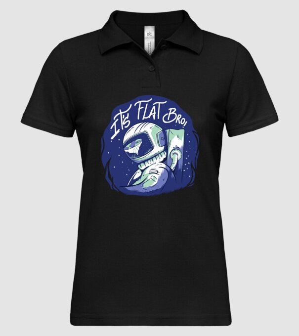 Astronaut Pământ plat model negru pe tricou