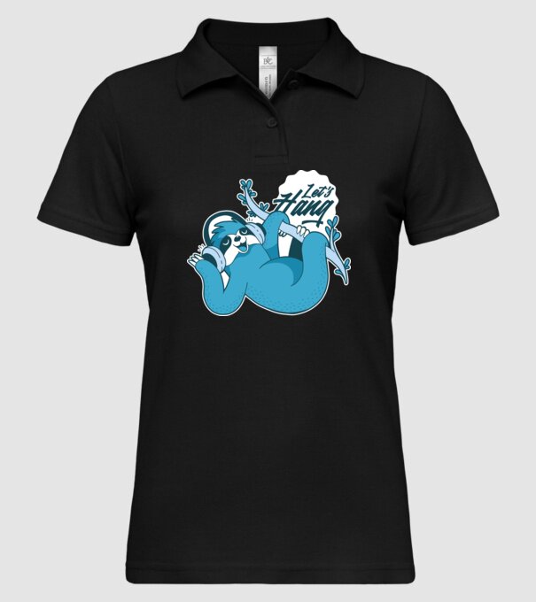 'Let''s Hang tricou cu leneș' model negru pe tricou
