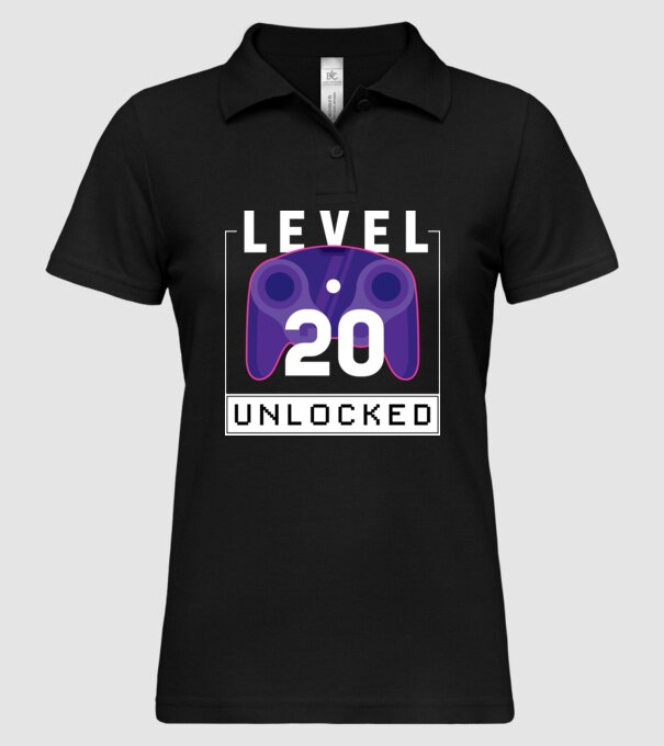 Level 20 Unlocked Gamer Birthday model negru pe tricou