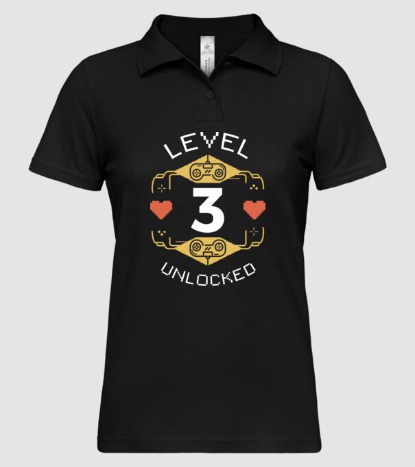 Level 3 Unlocked Gamer Birthday model negru pe tricou