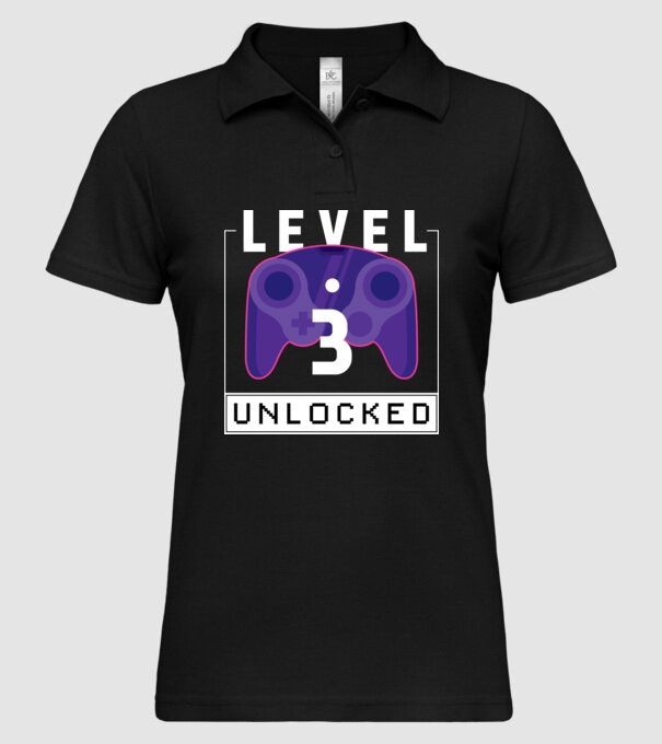 Level 3 Unlocked Gamer Birthday model negru pe tricou