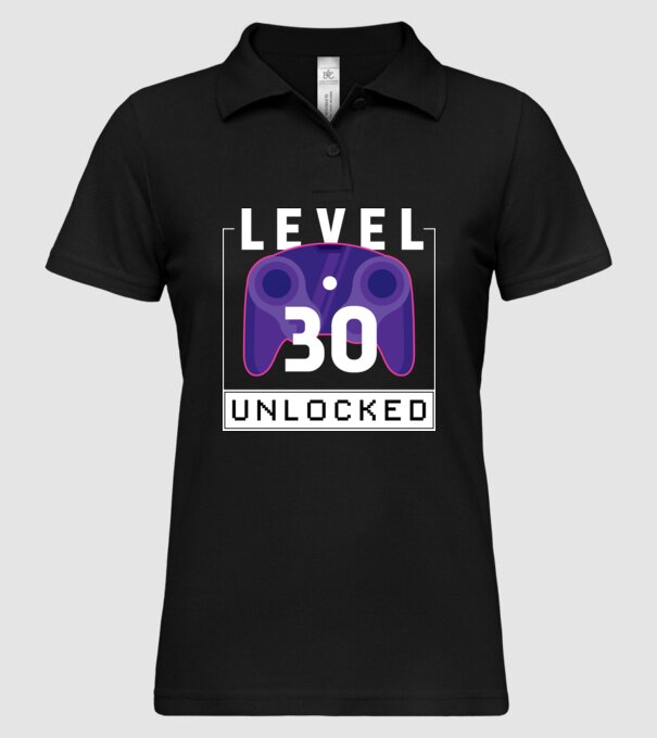 Level 30 Unlocked Gamer Birthday model negru pe tricou