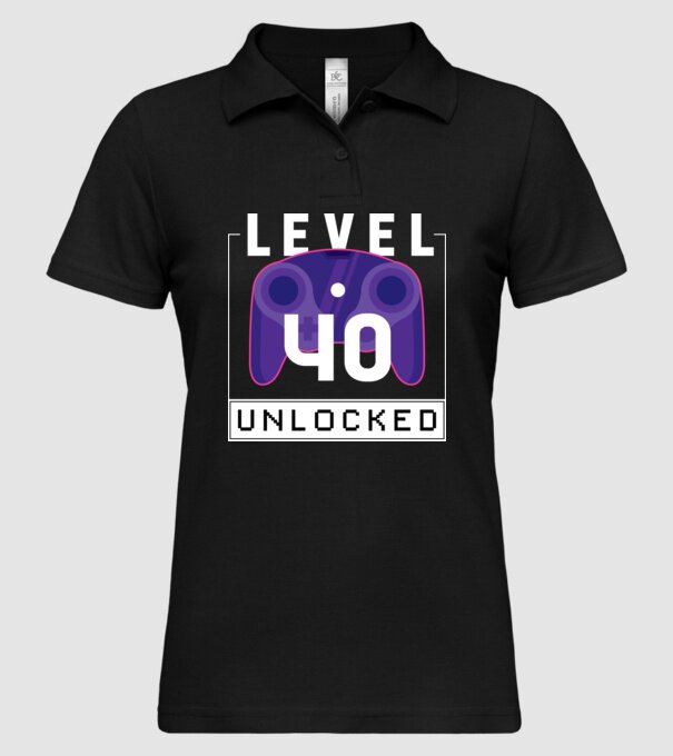 Level 40 Unlocked Gamer Birthday model negru pe tricou
