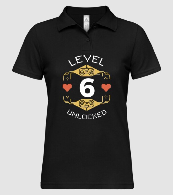 Level 6 Unlocked Gamer Birthday model negru pe tricou