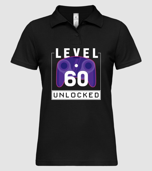 Level 60 Unlocked Gamer Birthday model negru pe tricou