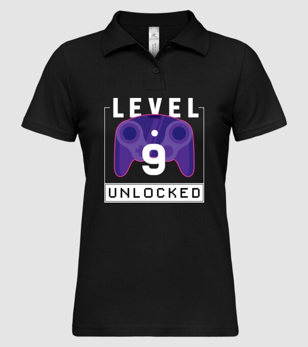 Level 9 Unlocked Gamer Birthday model negru pe tricou
