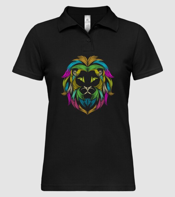 lion line art design model negru pe tricou