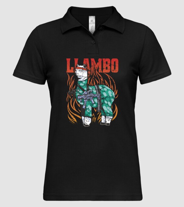 Llambo Lama model negru pe tricou