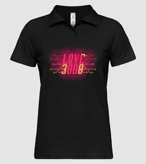 Love 3000 model negru pe tricou