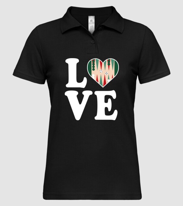 Love Backgammon model negru pe tricou