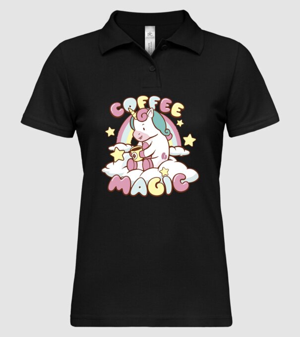 Cafea Magică Unicorn model negru pe tricou