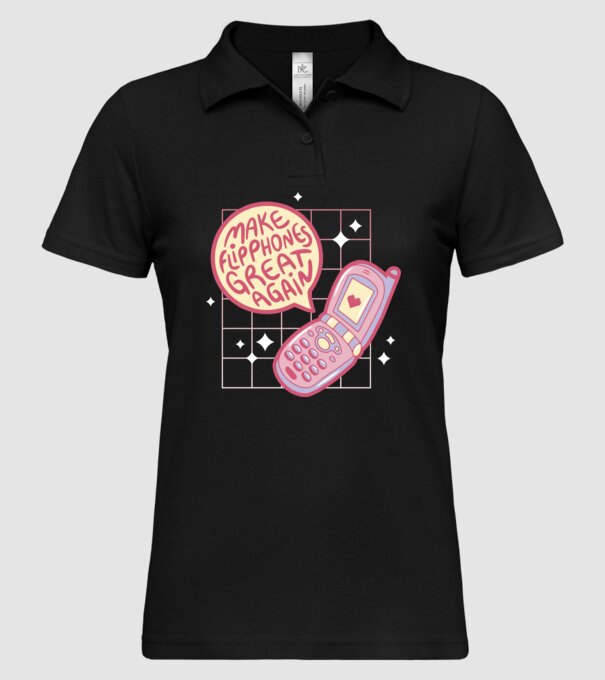 Make Flipphones Great Again Retro model negru pe tricou