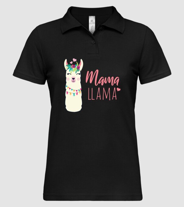 Mama Llama model negru pe tricou