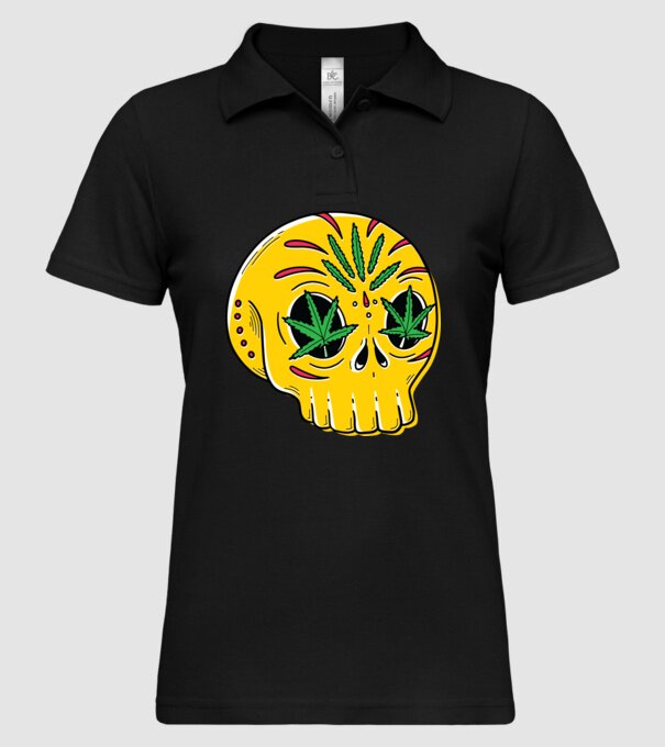 Marijuana Craniu model negru pe tricou