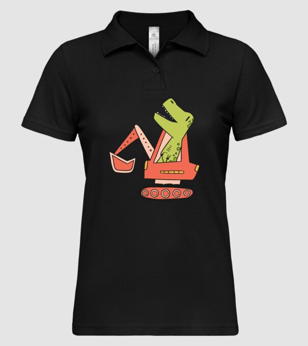 Excavator dinozaur model negru pe tricou