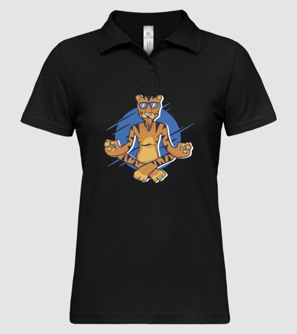 Tigru meditator model negru pe tricou